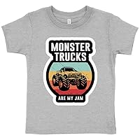 Monster Trucks are My Jam Toddler T-Shirt - Funny Truck Tee Shirt - Vintage T-Shirt