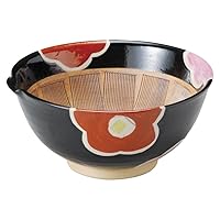Tenmu Tsubaki Kushome 8.0 Mortar Red Picture (9.1 x 9.9 x 4.3 inches (23.2 x 22.9 x 11 cm), 39.4 oz (990 g), Mortar Pot, Restaurant, Stylish, Tableware, Commercial Use