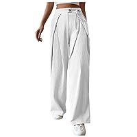 Palazzo Pants for Women Linen Wide Leg Pants High Waisted Sweatpant 2024 Summer Casual Dress Pants Lounge Trousers
