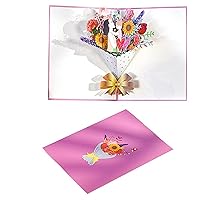 Bouquet Greeting Card Pop-Up Mothers Day Blank Cards 3D Handmade Beautiful Flower for Mom Grandmother All Occasion
