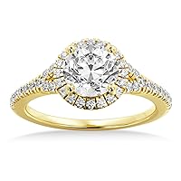 Lab Grown Diamond Halo Engagement Ring Setting 18k Yellow Gold (0.40ct)