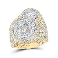 The Diamond Deal 10kt Two-tone Gold Mens Baguette Diamond S Initial Letter Ring 6-3/4 Cttw