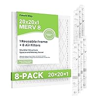 Future Way 20x20x1 Air Filters, 8-Pack with Reusable Frame, MERV 8, MPR 700 AC Furnace Filters, Space Saving & Cost-effective