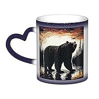 Color Changing Mug Bear Silhouette Coffee Mug Ceramic Coffee Cups Creative Mug Coffee Magic Mugs Magic Tea Cup Mug