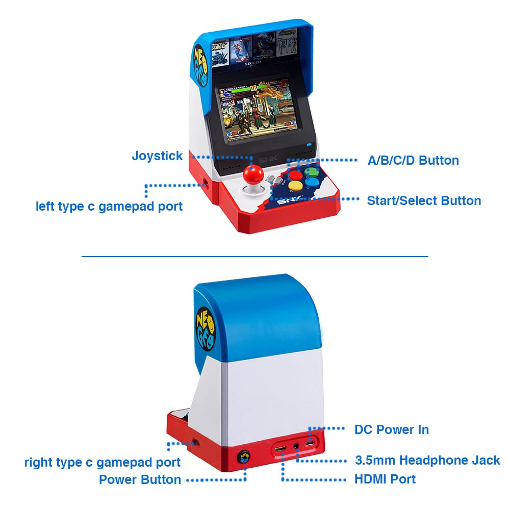 Neogeo Mini Arcade Japanese Version with 40 Pre-Loaded Classic SNK Games, 3.5”LCD Screen, HDMI and 2 Gamepad Ports
