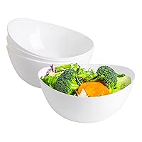 48 oz Large Salad Bowls,Set of 4 Big Plastic Bowls for Cereal,Pasta,Popcorn,Snacks,Serving Side Dishes,Dinner Parties,Oval Shape,White