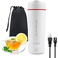 Travel Electric Tea Kettle Portable Small Coffee Kettle with 4 Temperature Control, 380ml Mini Electric Water Boiler for Travel with Auto Shut-Off & Boil Dry Protection,White