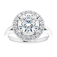 2 CT Round Cut Moissanite Engagement Rings for Women Wedding Bridal Ring Set 925 10K 14K 18K Solid White Gold Solitaire Halo Eternity Vintage Anniversary Promise Purpose Gift for Her