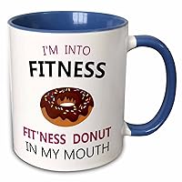 3dRose I am into Fitness - Fit ness Donut in my mouth - food workout humor - Mugs (mug_311470_6)