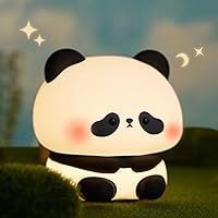 Panda Night Light Gifts, Squishy Dimmable Led Panda Lamp, Kawaii Big Head Panda Stuff, Cute Decor for Bedroom, Rechargeable Bedside Touch Soft Lamp for Breastfeeding/Sleep, Christmas Lights