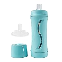 Subo Baby Food Bottle Starter Set | No Mess Baby Toddler Self Feeder | Squeeze Free Design for Purees, Smoothies, Yogurt, Oatmeal, or Thickened Liquids | Reusable Silicone Washable Cup (Aqua)