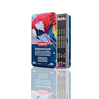 Derwent Chromaflow Colored Pencils Tin, Set of 24, Great for Holiday Gifts, 4mm Wide Core, Multicolor, Smooth Texture, Art Supplies for Drawing, Blending, Sketching, Professional Quality (2305857)