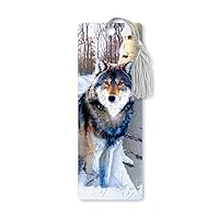3D Lenticular Bookmark with Tassel, Wolf in The Snow (LBM420)