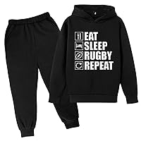 Boys Tracksuit Pullover Hoodie Jogging Pants Set 2 Pieces Sweatsuit letter printed pullover hoodie & black sweatpants