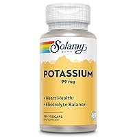 Solaray Potassium 99 mg, Fluid and Electrolyte Balance Formula, Potassium Supplement for Muscle, Nerve, Cellular and Heart Health Support, 60-Day Money Back Guarantee, 100 Servings, 100 VegCaps