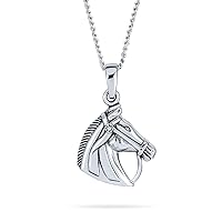 Personalized Pave CZ Cow Girl Equestrian Thoroughbred Winner Horse-Head Pendant Horseshoe Earrings Necklace Bracelet Western Jewelry For Women Oxidized .925 Sterling Silver Customizable