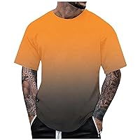 Tshirts Shirts for Men Summer Casual Sports Fashion Lapel 3D Gradient Short Sleeved Round Neck T Shirt