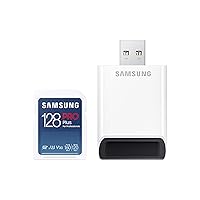 SAMSUNG PRO Plus SD Full Size SDXC Card Plus Reader 128GB, (MB-SD128KB/AM, 2021), White