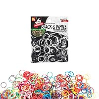 Rubber Bands Hair Band Hair Accessories Stretchy No Damage Mini Hair Ties (Black/White - 250 Pcs)