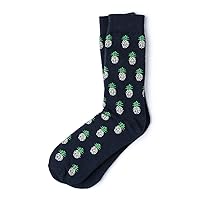 Men’s Tropical Pineapples Socks Novelty Crew Carded Cotton Hipster Food Socks (1 Pair) (5 Colors Available)