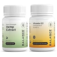 Balance Breens Hemp Extract Capsules 30,000 mg per Bottle- Natural Dietary Supplement Supports Brain Functions, Rich in Omega 3-6-9 Fatty Acids - 60 Capsules and Vitamin D3 50,000 IU - 60 Veggie Pills