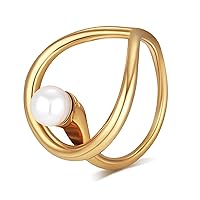 YADUDA Gold Heart Ring Mother Of Pearl Ring Hypoallergenic Lucky Ring 14k Gold Plated Stainless Steel Adjustable Heart Pandent Ring Stackable Dainty Rings Cute Gold Rings for Women Teen Girls