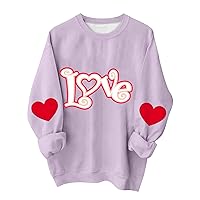 Women's Tops and Blouses Casual Fashion Valentine's Day Printing Long Sleeve O-Neck Pullover Top Blouse, S-3XL