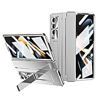 Shockproof Kickstand Plating Armor Case for Samsung Galaxy Z Fold 4 360 Full Screen Protector Matte PC Phone Cover for Z Fold 3 5G,Silver,for Galaxy Z FOLD 3