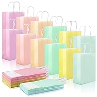 BadenBach 30 Pack Pastel Paper Gift Bags, Kraft Paper Small Party Favor Goodie Bags Bulk for Birthday Wedding Thanksgiving Halloween Christmas (8.6