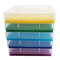PCR Tube Rack for 0.2ml Micro-Tubes, 8 x 12 Array Pack of 5(Blue/Light Blue/Yellow/Purple/Green)