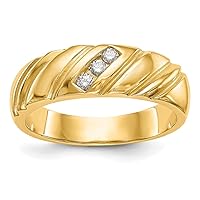 14k Gold 3 stone 1/8 Carat Diamond Mens Band Size 10.00 Jewelry Gifts for Men