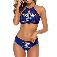 Trump 2024 Save America Again Women's Bikini Sets Two Piece Swimsuit Summer Beach Bathing Suit