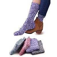 4 Pairs Womens Knitted Cotton Crew Socks - Warm Socks Casual Socks