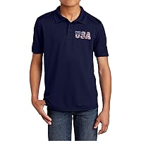 USA Distressed Chest Print Youth Polo Shirt