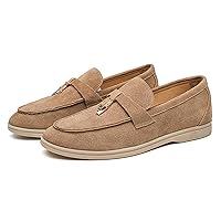 Men's Luxury Suede Penny Loafers Shoes with Pendant Decor,British Retro Casual Slip On Flats Tuxedo Dress Shoes for Prom Wedding