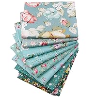 Hanjunzhao Green Fat Quarters Fabric Bundles, Precut Quilt Sewing Quilting Fabric, 18 x 22 inches (Green Floral)