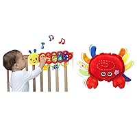 KiddoLab Play & Learn Bundle: Lira's Illuminating Caterpillar Crib Toy & Dancing Plush Crab - Dynamic Duo for Infantile Joy & Development.
