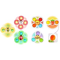 ALASOU 6 PCS Suction Cup Spinner Toys(3 Farm+3 POP) for Infant and Toddlers