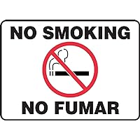 SBMSMK427MVP Plastic Spanish Bilingual Sign, NO Smoking/NO FUMAR