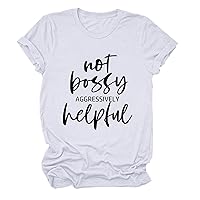 XJYIOEWT Workout Tops for Women Plus Size Long Sleeve Women's Tops Casual Loose T Shirt Fashion Letter Print Short Slee