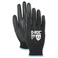 MAGID Dry Grip Level A3 Cut Resistant Work Gloves, 12 PR, Polyurethane Coated, Reusable, 15-Gauge DuraBlend Shell (GPD520B), Black, 5/XXS
