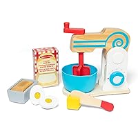 Melissa & Doug Wooden Make-a-Cake Mixer Set (11 pcs) - Play Food and Kitchen Accessories - FSC Certified