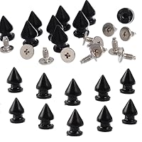12MM 100 Sets Metal Tree Spikes and Studs Metallic Screw-Back for DIY Punk Leather-Craft Black