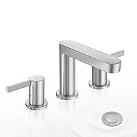 8 Inch Widespread Bathroom Faucet 3 Hole Brushed Nickel, 2 Handle Faucets for Bathroom Sink Vanity Faucet with Pop Up Drain…