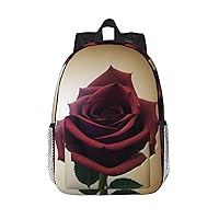 Single Rose Backpack Lightweight Casual Backpack Double Shoulder Bag Travel Daypack With Laptop Compartmen