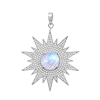 Multi Choice Round Gemstone 925 Sterling Silver Floral Design Cluster Pendant Jewelry