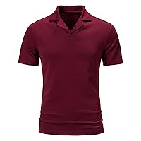 Men's Muscle V Neck Polo Shirts Short Sleeve Casual Fit Polo Shirt Tees Soft Breathable Polo Golf Shirt Workout Tops