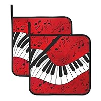 Music Note Piano Print Pot Holders Set of 2 Kitchen Heat Resistant Potholder for Kitchen Cooking Baking Barbecue