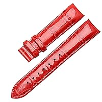 Genuine Leather Watchband for Tissot T035 Wristband Women's Curved End Straps 18mm Fashion Bracelet (Color : Red 1 no Clasp, Size : 18mm)