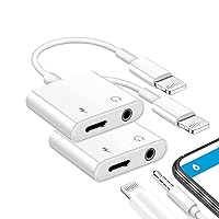 [Apple MFi Certified] Headphone Adapter for iPhone, 2 Pack 2 in 1 Lightning to 3.5mm AUX Audio + Charger Splitter Compatible with iPhone 14/13/12/11/XS/XR/iPad,Support Call+Music Control